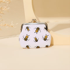 Bee Pattern Coin Purse, Kiss Lock Mini Wallet