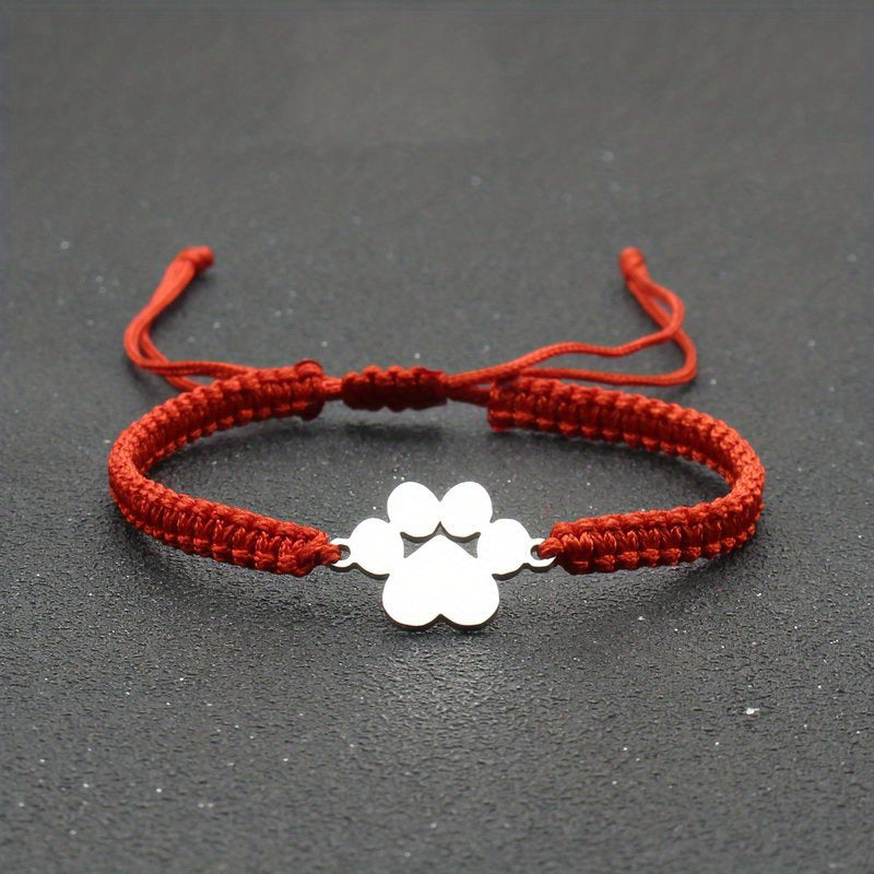 Adjustable Stainless Steel Dog Paw Bracelet for Men