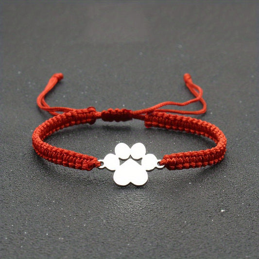 Adjustable Stainless Steel Dog Paw Bracelet for Men
