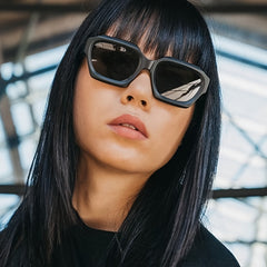 Thick Frame Rect Sunglasses Vintage Shades Women's Eyewear