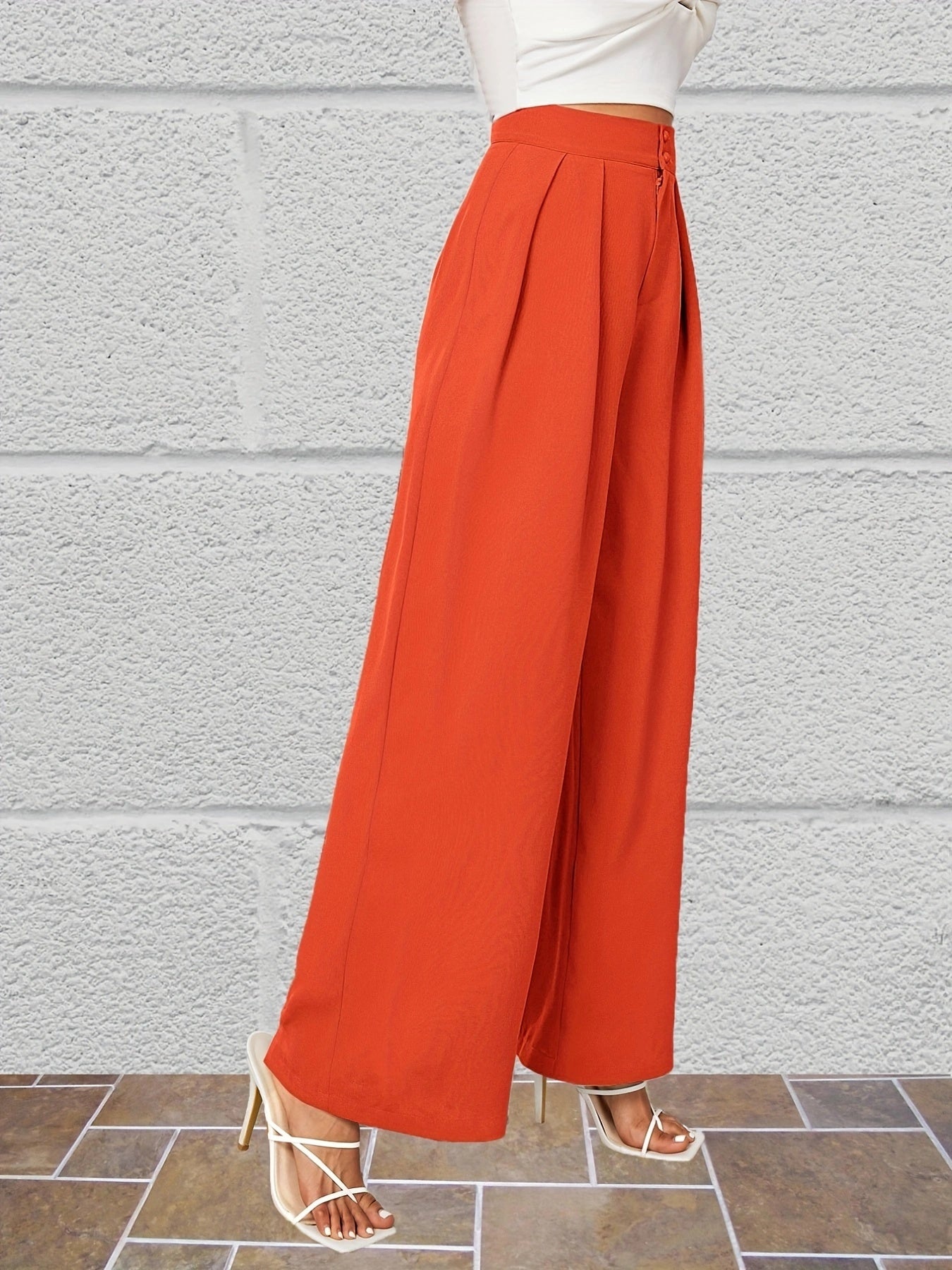 Wide Leg Button Front Pants for Women