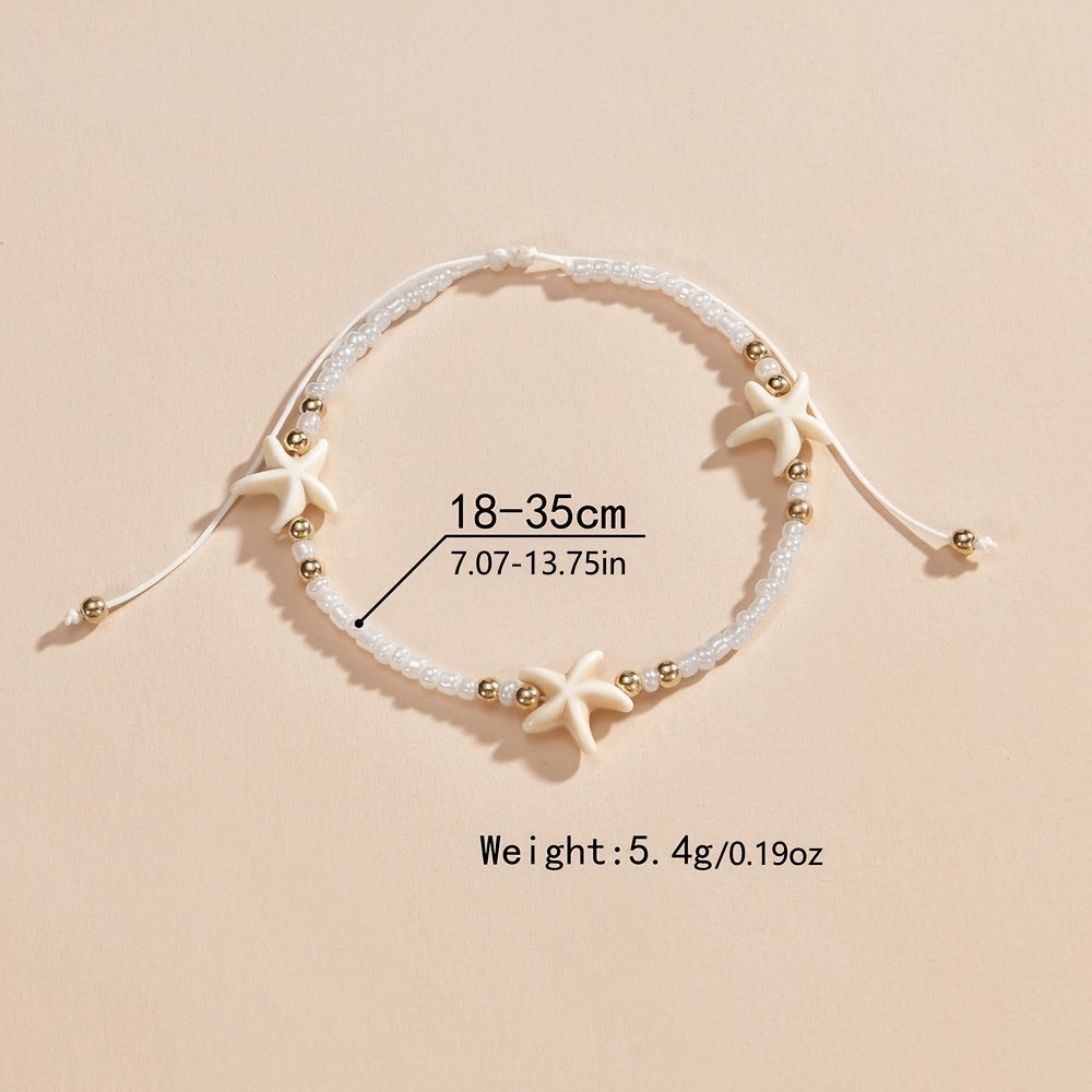 Starfish Beaded Anklet Boho Style Summer Beach Clothing Decoration