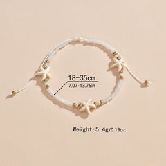 Starfish Beaded Anklet Boho Style Summer Beach Clothing Decoration