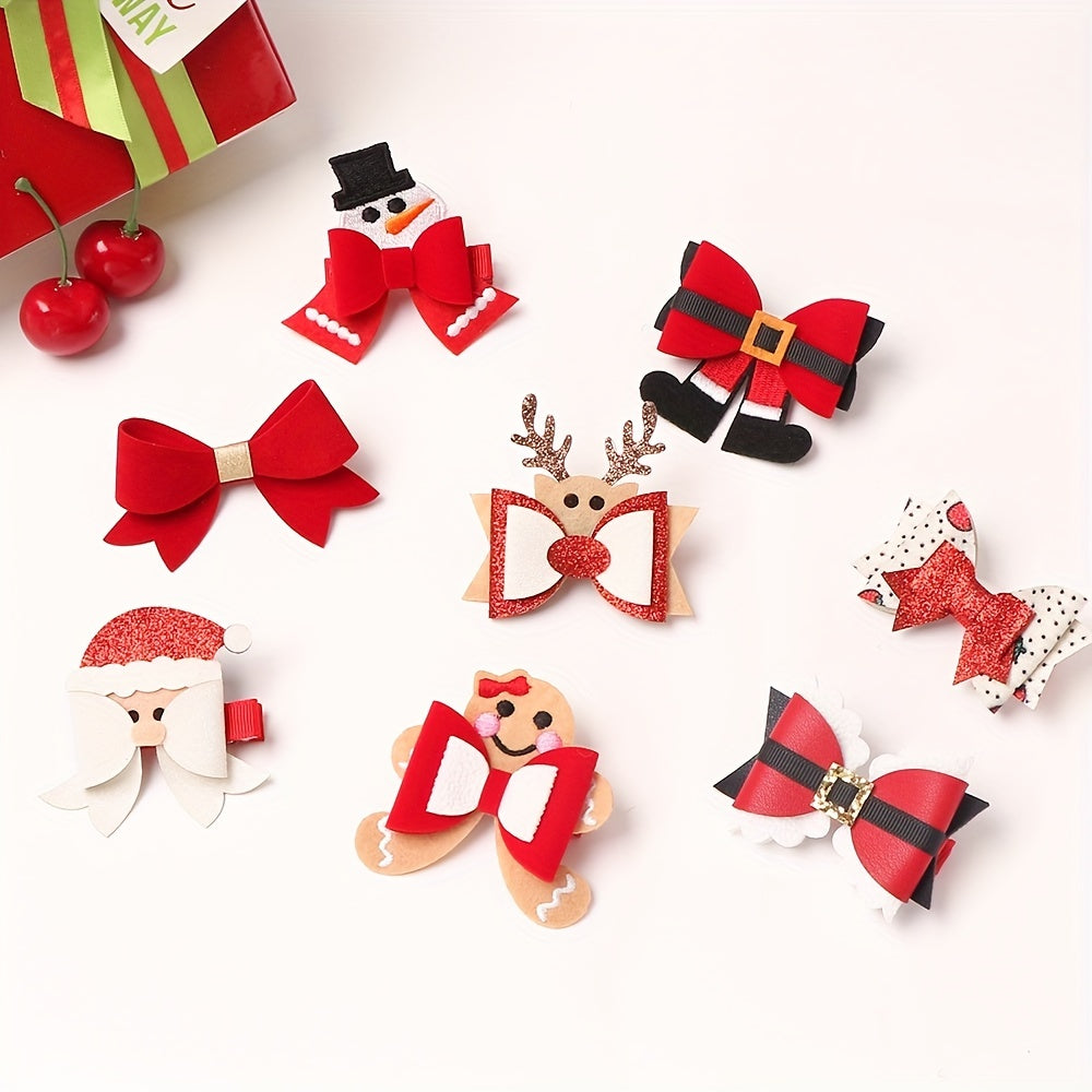 Girls Christmas Bow Hairpin Santa Claus Elk Hairclip Kids Children Accessories