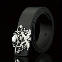 Skull Belt Buckle Casual Leather Belt Men