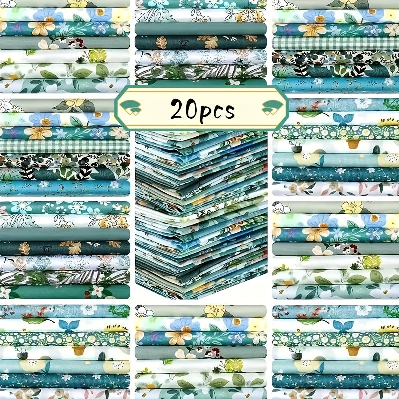 20pcs Quilting Fabric Squares Floral & Animal Patterns DIY Sewing Craft