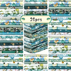 20pcs Quilting Fabric Squares Floral & Animal Patterns DIY Sewing Craft