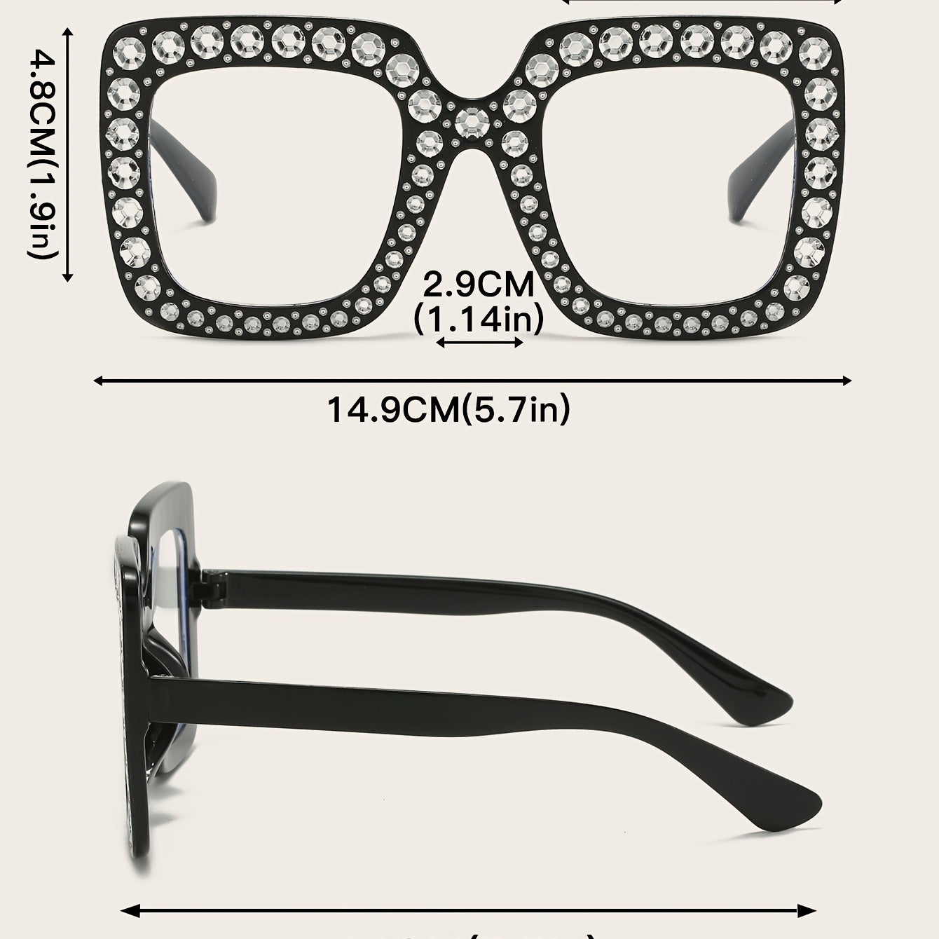 Square Rhinestone Sunglasses for Women UV Protection Shades