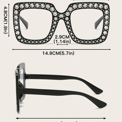Square Rhinestone Sunglasses for Women UV Protection Shades