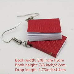 Girls Book Shape Earrings Holiday Gift For Kids & Reading