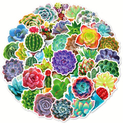 50pcs Waterproof Succulent Stickers Water Bottle Laptop Skateboard Scrapbook