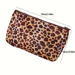 Leopard Print Makeup Bag with Zipper for Travel & Cosmetics Org