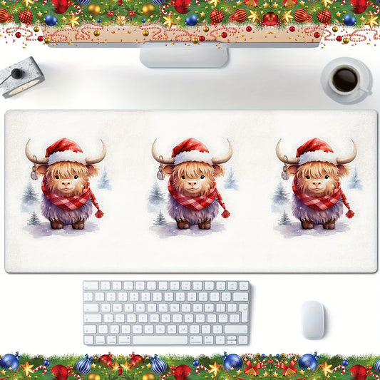 Christmas Cow Art Poster Mouse Pad, Non Slip, Game Pad