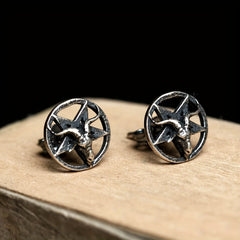 Vintage Gothic Satan Sheep Head Star Stud Earrings