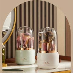 360 Rotating Makeup Brush Holder with Clear Lid