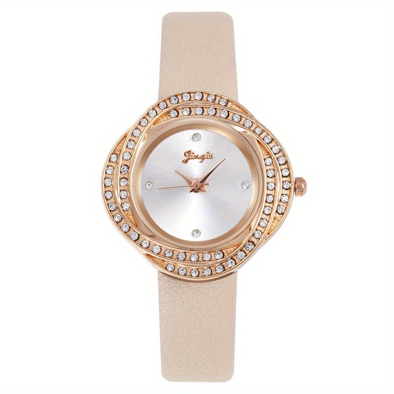 Rhinestone Studded Quartz Watch For Kids