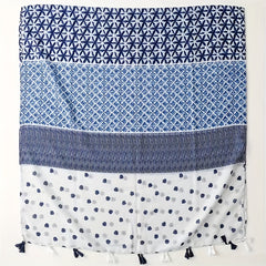 Geometric Print Tassel Scarf Boho Block Shawl Casual Hijab Head Wrap Women