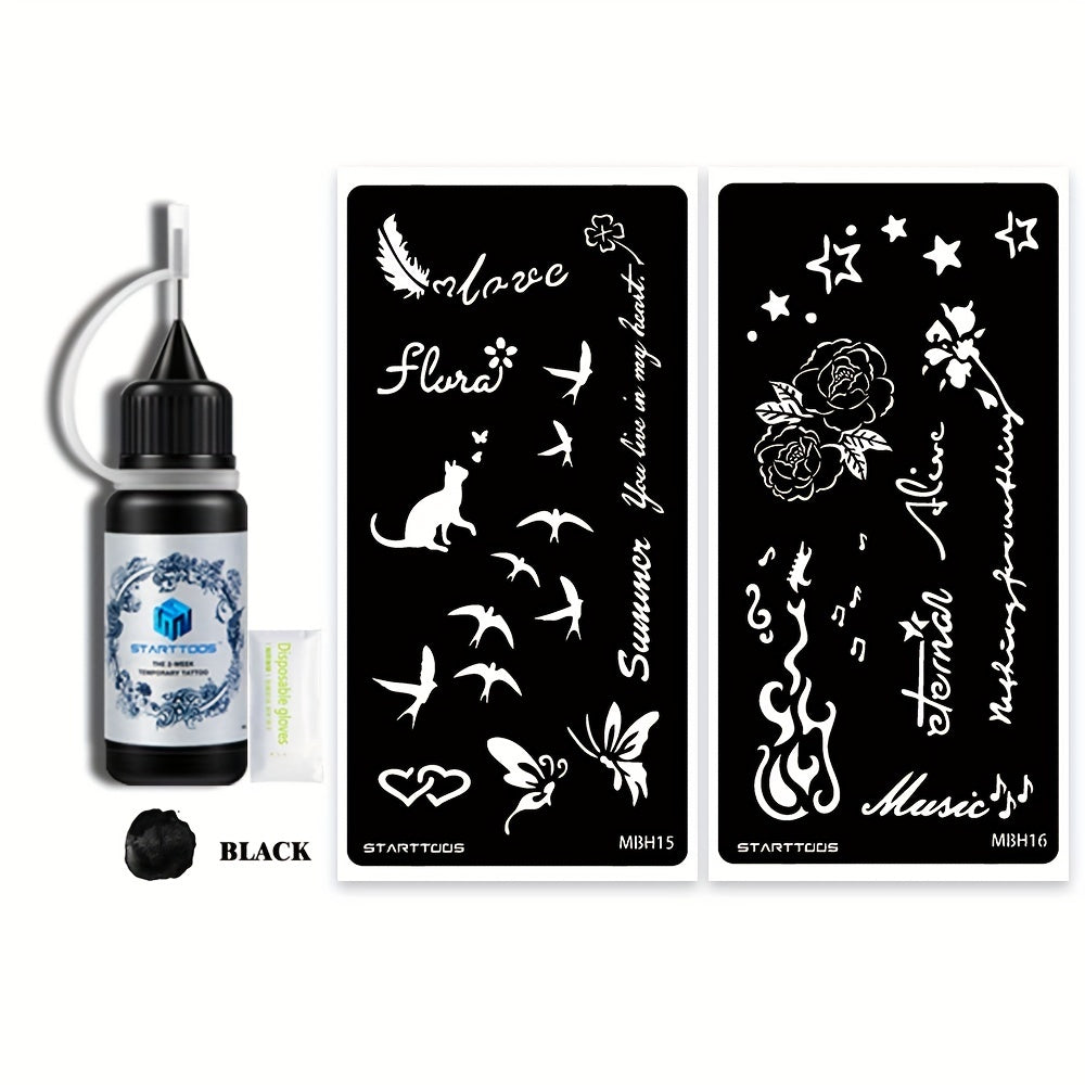 Flying Bird Flower Waterproof Temporary Tattoo