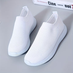 Women's Solid Slip-On Tennis Shoes Casual Low Top Sneakers