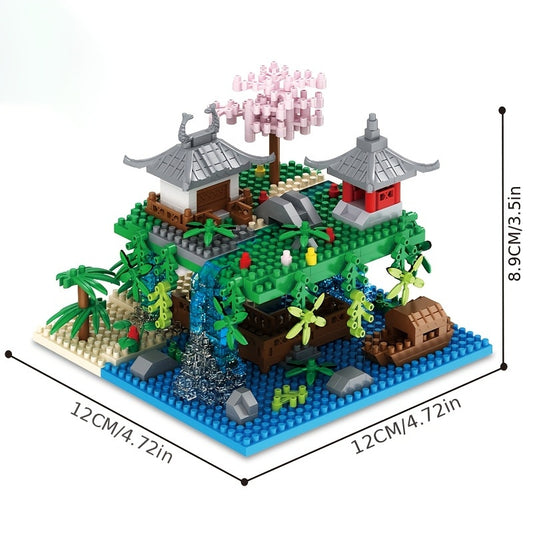 Peach Blossom Pool DIY Building Blocks Creative Puzzle Adults Puzzle Toys