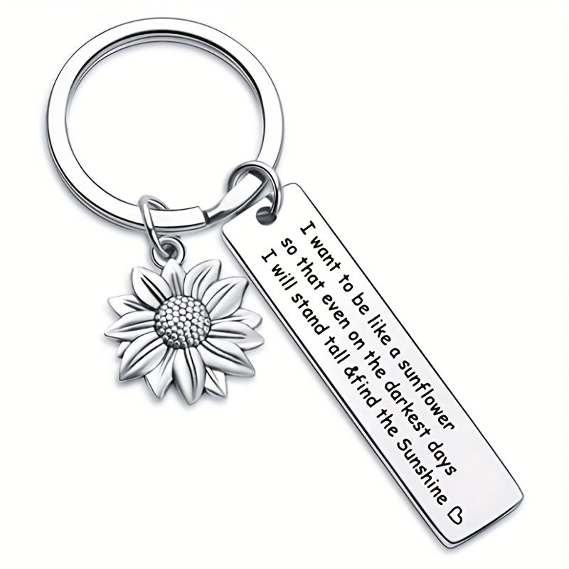 Sunflower Friendship Keychain Metal Key Ring Purse Bag Backpack Car Key Charm