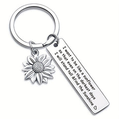 Sunflower Friendship Keychain Metal Key Ring Purse Bag Backpack Car Key Charm