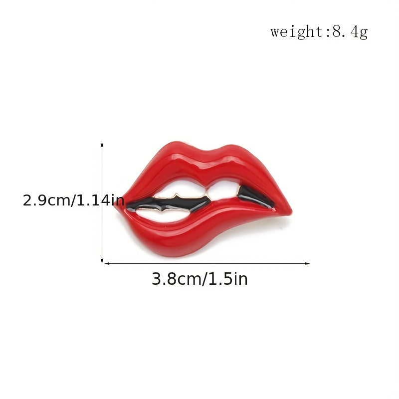 Red Lips Brooch Cartoon Enamel Pin Scarf Buckle Decorations