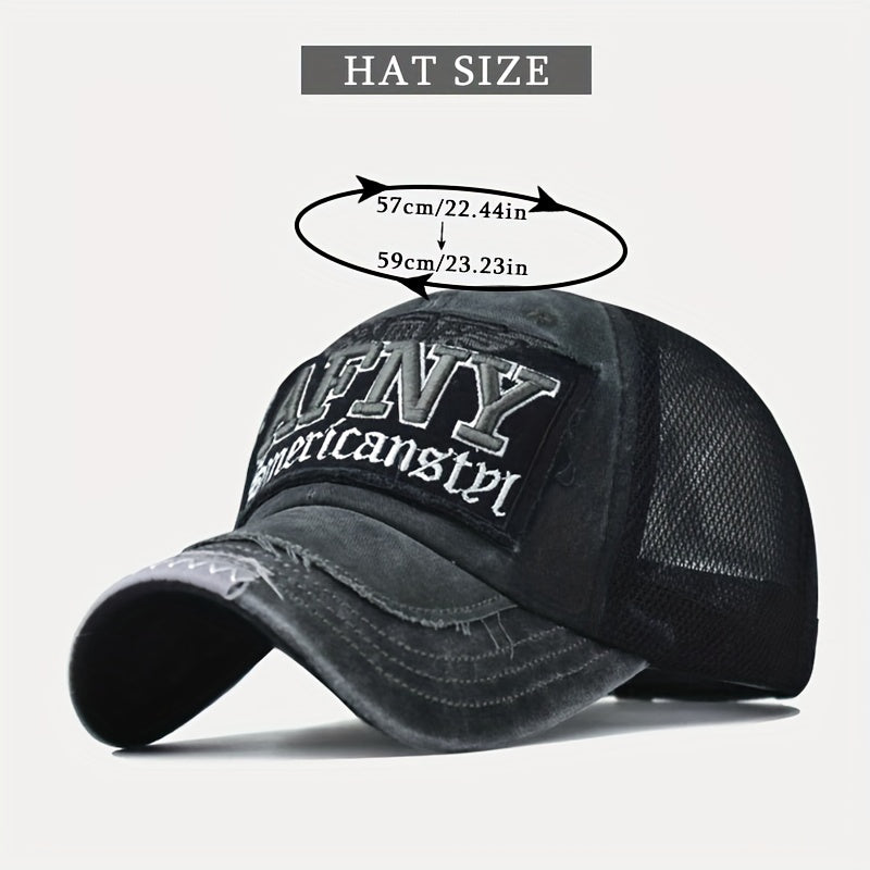 AFNY Letter Mesh Baseball Cap Vintage Sports Hat Summer Visor