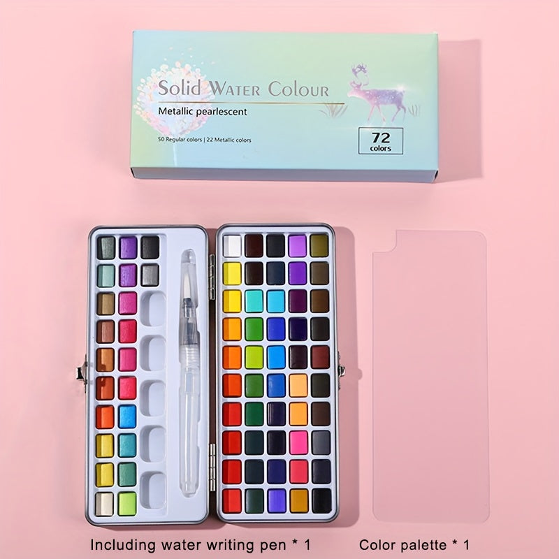 Watercolor Pigments Set 90 Colors Portable Solid Pearl Metal Art Painting