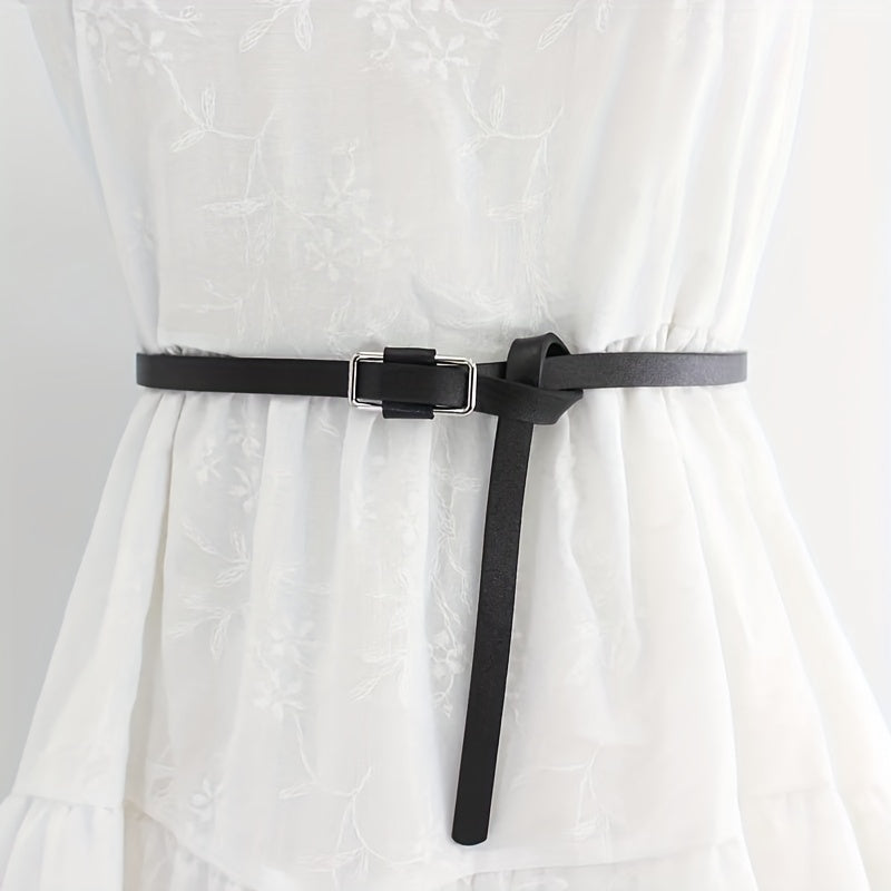 Women's PU Suit Belt Thin Tied Decorative Belt Waistband
