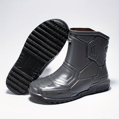 Women's Gray Rain Boots Anti-skid Waterproof Slip On Shoes