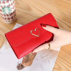 Minimalist Trifold Long Wallet Metal Love Buckle Clutch