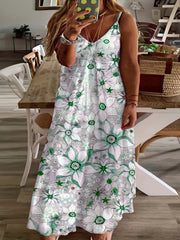  Floral Print V Neck Cami Maxi Dress