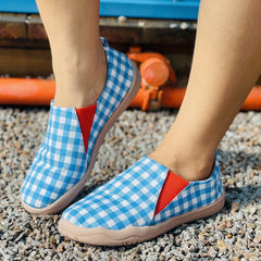 Women's Plaid Canvas Slip On Low Top Sneakers Lightweight Oktoberfest Shoes