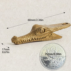 Retro Brass Crocodile Head Clamp Keychain Clip Pendant
