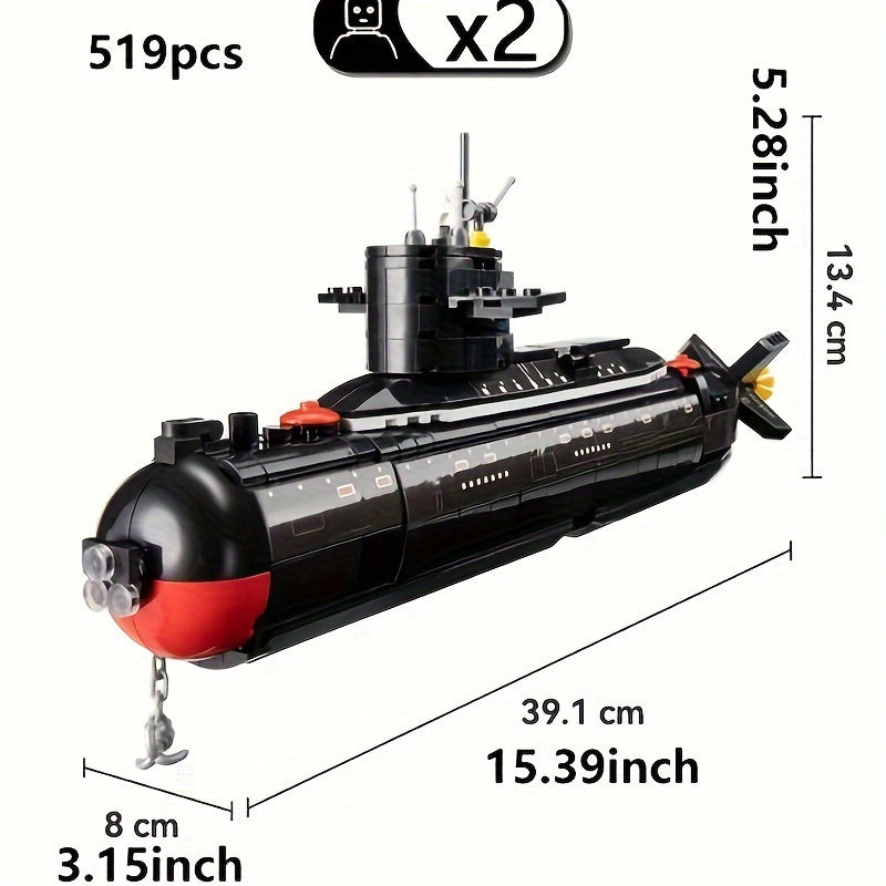 Submarine Building Block Model Kit ABS Plastic Construction Toy Set