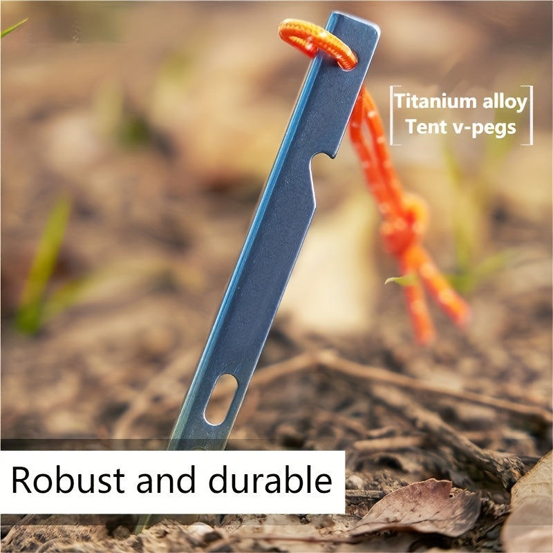 Titanium Alloy V Tent Pegs Windproof Camping Nails