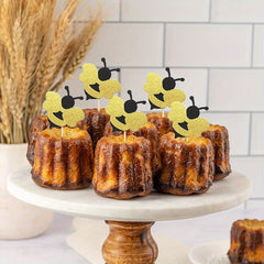 5pcs Happy Birthday Baby Bee Cake Insert Decoration