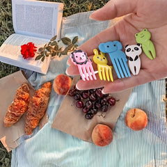 10pcs Elephant Giraffe Fruit Forks Set