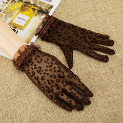 Vintage Lace Gloves Leopard Print Women's Gloves