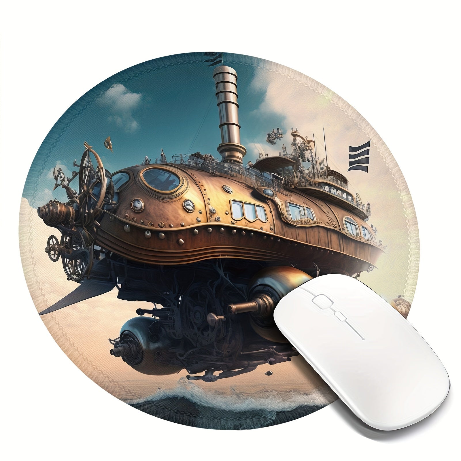 Spaceship Pattern Gaming Mousepad 20x20cm Rubber Border Mousepad