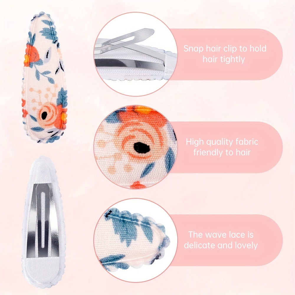 18pcs Floral Print Hair Clips Non Slip Snap Hairpins Barrettes for Baby Girls