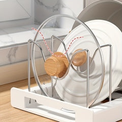 Kitchenware Organizer Shelf w/ Pot Lid Holder Utensil Rack Drawer