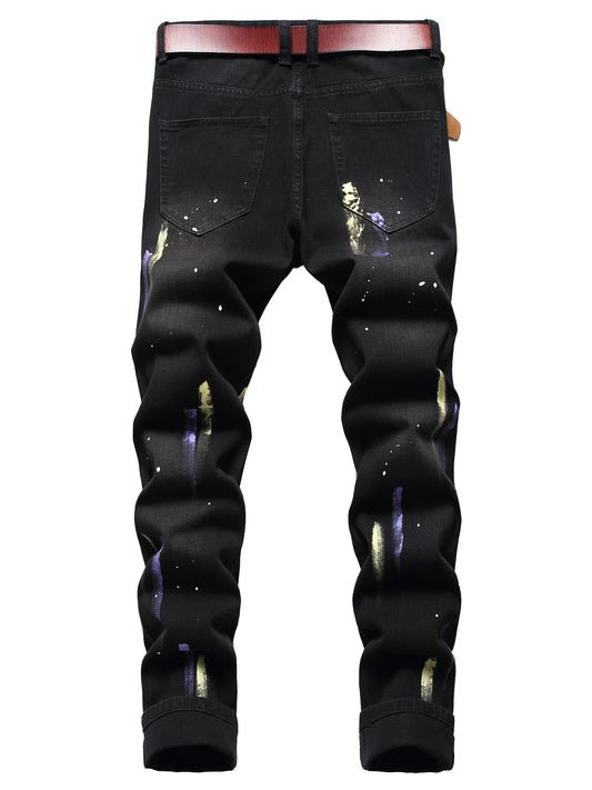 Men's Ripped Washed Jeans Streetwear Denim Pants