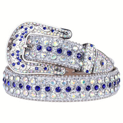 Sparkle Studded Rhinestone Leather Belt for Jeans Dress