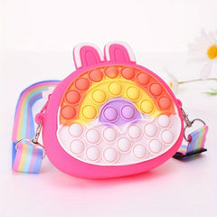 Colorful Rainbow Lucky Rabbit Ears Silicone Shoulder Bag For Girls