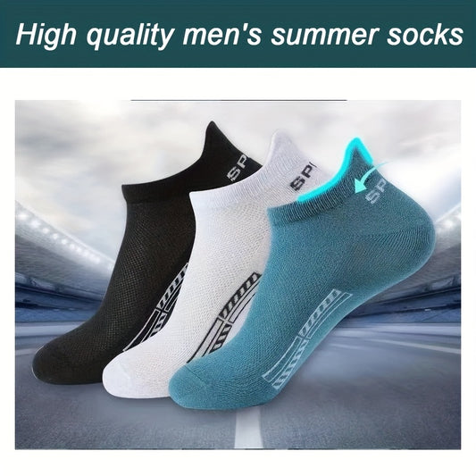 Men's High Ankle Sports Socks Cotton Breathable Mesh Casual Athletic Thin Socks