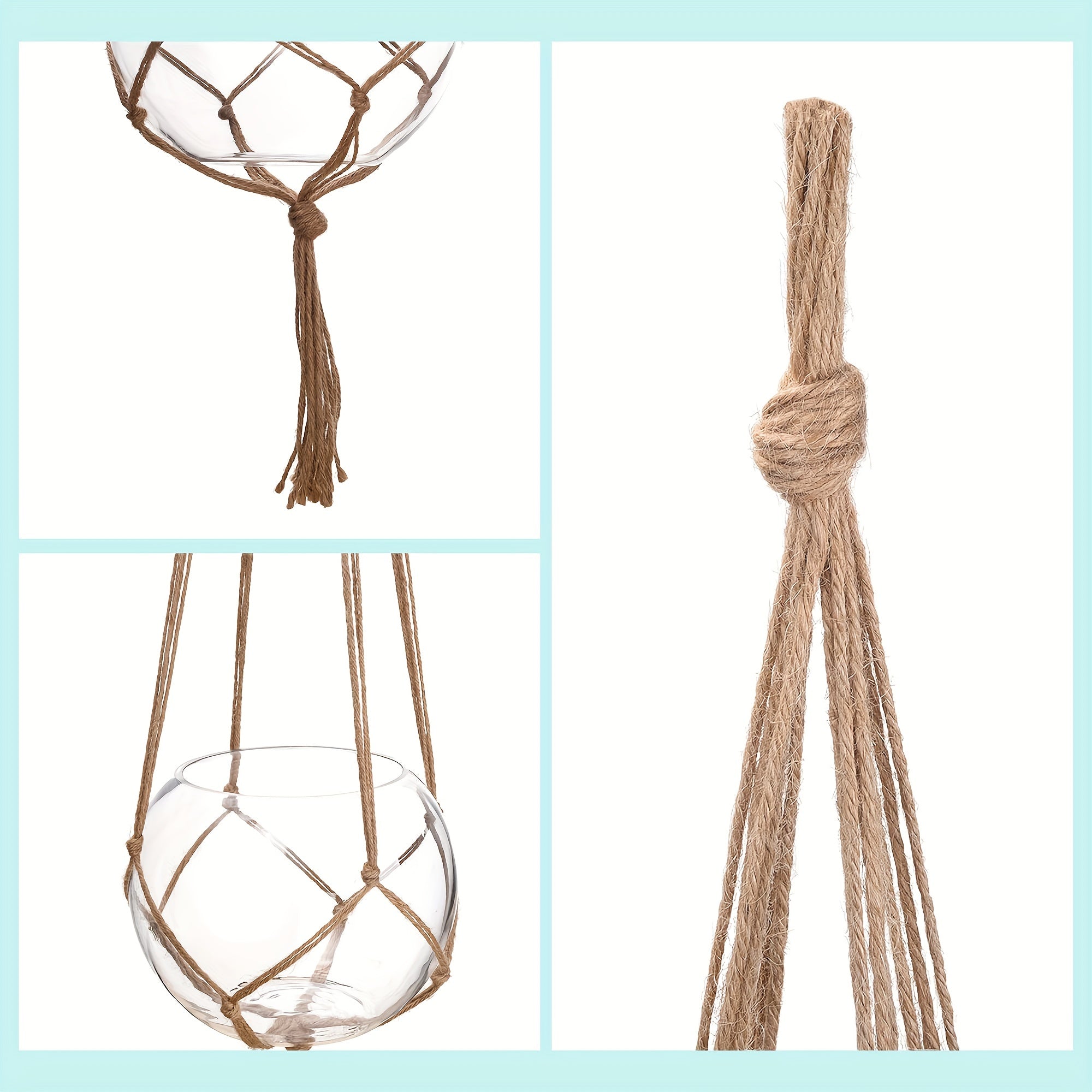 5-10pcs Brown Macrame Plant Hanger 35.4in Modern Tassel Detail Indoor Holder
