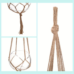 5-10pcs Brown Macrame Plant Hanger 35.4in Modern Tassel Detail Indoor Holder