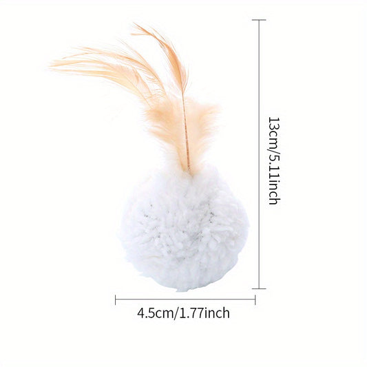 Interactive Cat Teaser Toy Plush Ball with Feathers